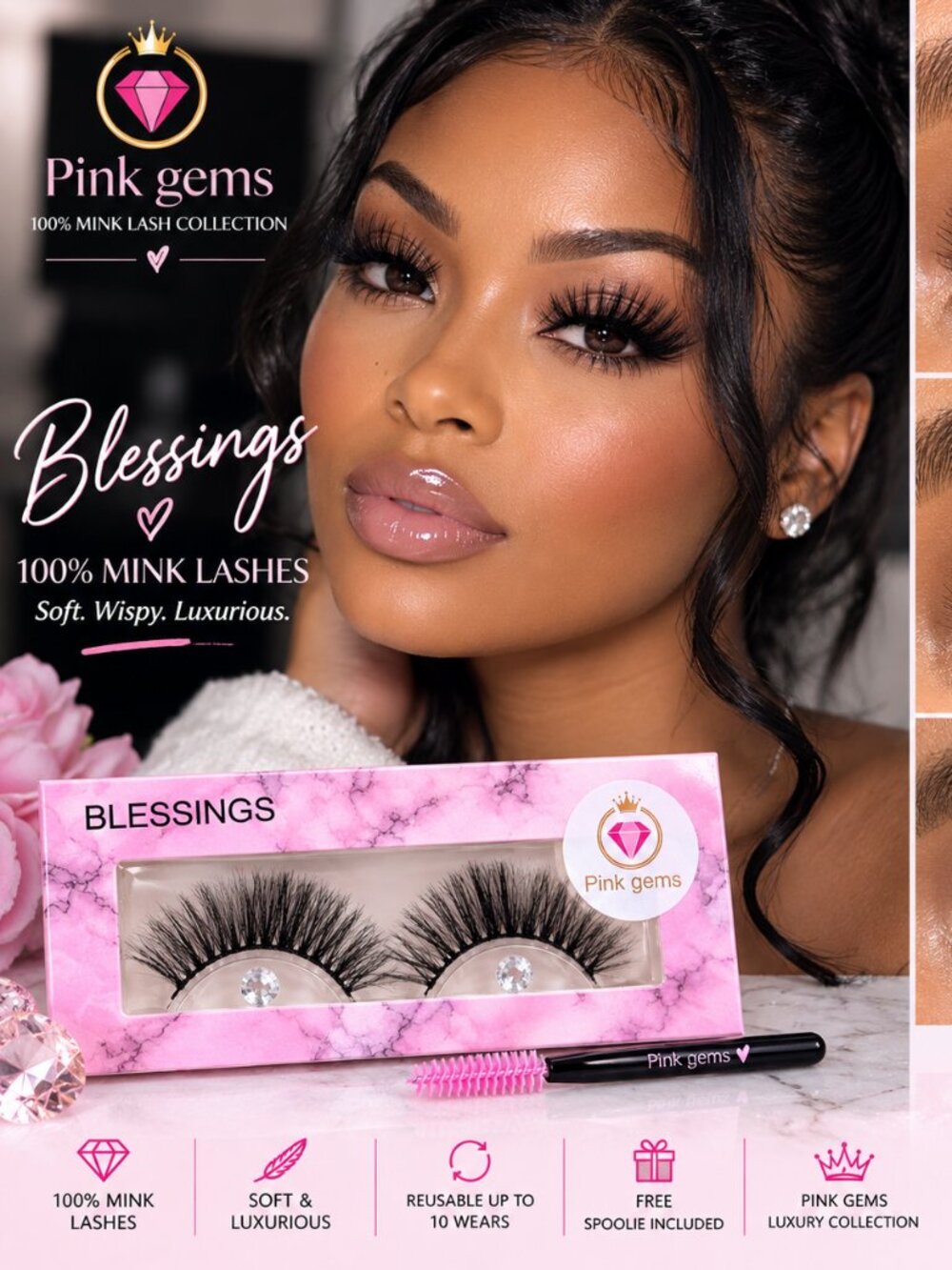 BLESSINGS 100% Mink Lashes – Soft Wispy Luxury Reusable